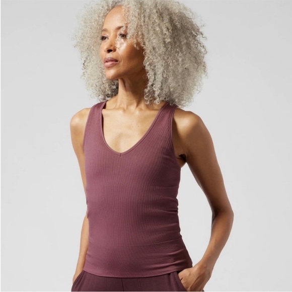 Athleta Aurora seamless ribbed tank tawny rose medium - Picture 3 of 8